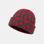 Unisex Autumn/Winter Thick Double-Layer Checkerboard Knitted Hat Outdoor Warm Couple Cap