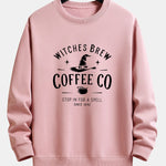 Witches Brew Coffee Halloween Print Relax Fit Sweatshirt