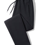 Solid Zipper Pocket Cotton Straight Leg Pants