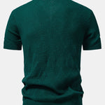 Rhombus Textured Zip Up Knitted Polo Shirt