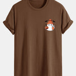 Regular Fit Halloween Ghost Pumpkin Print Cotton T-Shirt