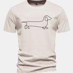 Regular Fit Line Dachshund Print Cotton T-Shirt