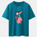 Pink Panther Print Drop Shoulder Oversize T-Shirt