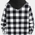 Flannel Fleece Lined Zip Up Hooded Shirt