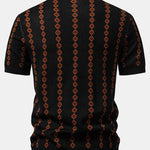 Geometric Knit V Neck Polo Shirt & Cotton Chino Shorts