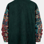 Ethnic Geometric Jacquard Patchwork Corduroy Shirt