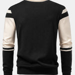 Long Sleeve Color Block Knit Polo Shirt
