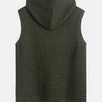 Waffle Sleeveless Hooded T-Shirt With Kangaroo Pocket & Shorts