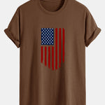 Regular Fit American Flag Print Cotton T-Shirt