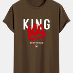 Crown King Print Cotton Arc Hem T-Shirt