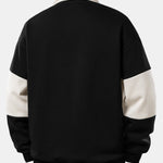 Relax Fit Color Block Polo Collar Sweatshirt & Straight Leg Pleated Pintuck Sweatpants