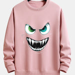 Evil Smiley Face Print Relax Fit Sweatshirt