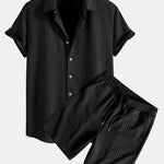 Geometric Jacquard Button Up Shirt & Shorts
