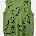 Dinosaur Print Knit Sweater Vest