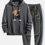 Cool Bear Print Relax Fit Hoodie & Jogging Pants