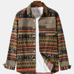 Long Sleeved Tribal Print Corduroy Shirt