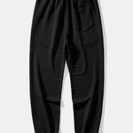 Long Sleeve Waffle Half Button Placket Arc Hem Hooded T-shirt & Drawstring Waffle Jogger Pants