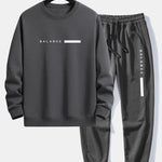 Balance Stripe Print Relax Fit Crew Neck Sweatshirt & Jogging Pants