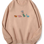 Cartoon Dinosaur Print Cotton Sweatshirt