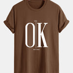 Regular Fit OK Slogan Print Cotton T-Shirt