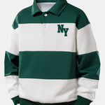 Relax Fit NY Print Color Block Polo Sweatshirt