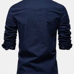 Long Sleeve Linen Cotton Blend Shirt With Pocket