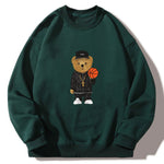 Basketball Bear Print Crew Neck Relaxed Sweatshirt