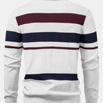 Long Sleeve Stripe Knit Polo Shirt