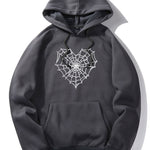 Spider Web Gothic Print Hoodie