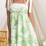 Margovil Bow Shoulder Sleeveless High Waist Floral Print Mini Dress