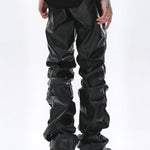 Ruched PU Leather Pants