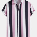 Wide Striped Print Button Up Shirt