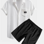 Short Sleeve Waffle Shirt & Waffle Drawstring Shorts