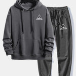Triangle Mountain Print Relax Fit Hoodie & Jogging Pants