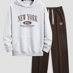 New York Print Relax Fit Hoodie & Straight Leg Corduroy Pants