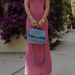 Margovil Strapless Tube Striped Knit Maxi Bodycon Dress