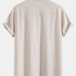 Linen Rayon Blend Button Up Shirt & Linen Cotton Blend 11" Shorts