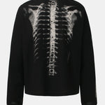 Oversize Skeleton Print Waffle T-Shirt