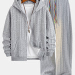 Relax Fit Twist Jacquard Zip Up Hoodie & Twisted Jacquard Straight Leg Pants