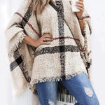 Margovil Chicest Tassel Lattice Cloak Poncho Sweater