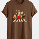 Regular Fit Beer Print Cotton T-Shirt