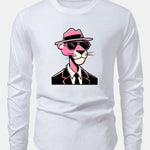 Pink Panther Gentleman Print Cotton Arc Hem T-Shirt