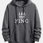 King Crown Print Relax Fit Hoodie & Jogging Pants