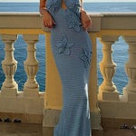 Margovil Halter Cut Out Floral Crochet Maxi Dress