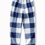 Plaid Pattern Teddy Hoodie & Straight Leg Plaid Pattern Teddy Pants