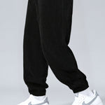 Relax Fit Quarter Zip Ethnic Geometric Patchwork Teddy Sweatshirt & Corduroy Jogger Pants