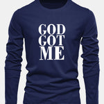 Long Sleeve God Got Me Print Cotton T-Shirt