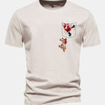 Regular Fit Pocket Santa Print Cotton T-Shirt