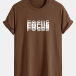 Regular Fit Focus Slogan Print Cotton T-Shirt