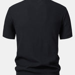Wave Jacquard Knit V Neck Polo Shirt